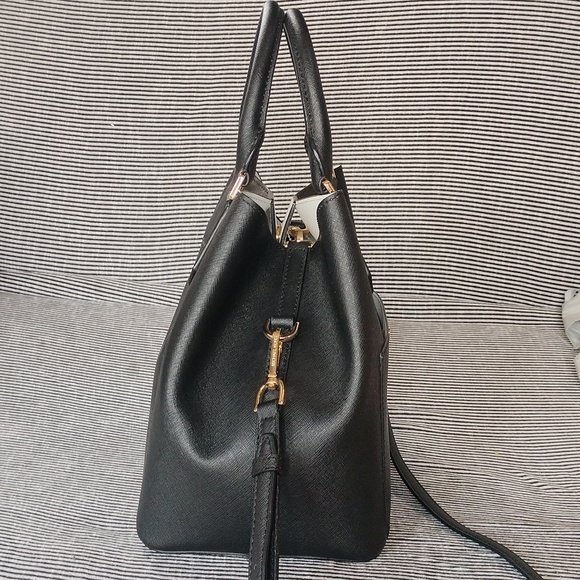 Michael Kors black safianno leather Greenwich satchel bag with crossbody… - Picture 4 of 16